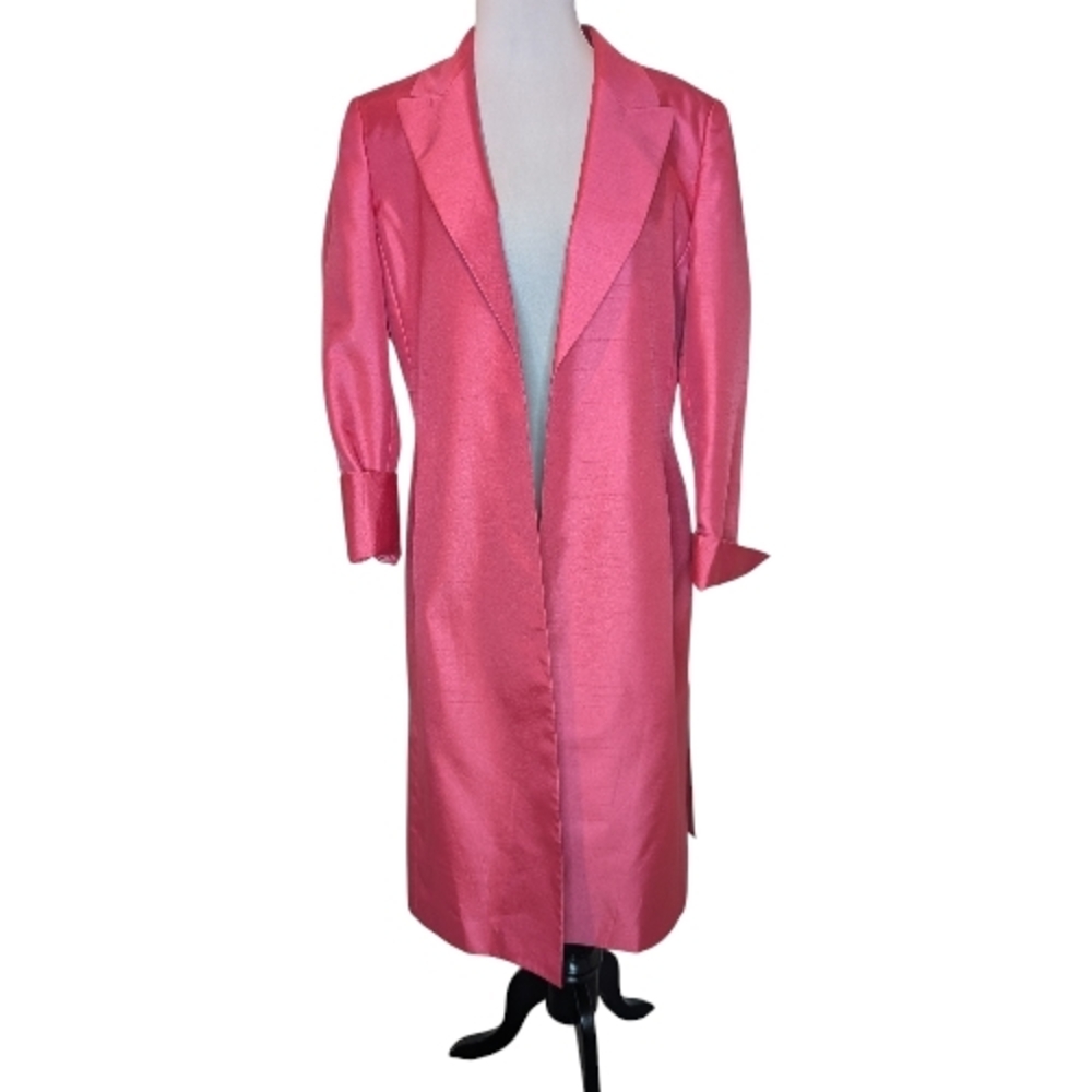 Le Suit Vibrant Pink Trench Coat Size 10 Vintage Le Suit Blazer Jacket Pink